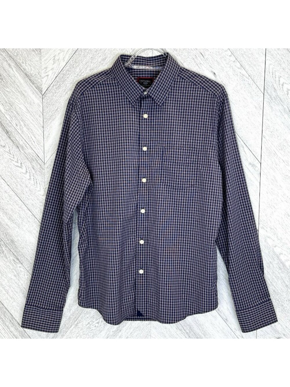 UNTUCKit Larkin Shirt Mens Medium Slim Fit Plaid Stretch Long Sleeve Button Up